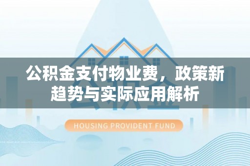 船营公积金支付物业费，政策新趋势与实际应用解析