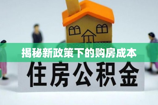 船营揭秘新政策下的购房成本